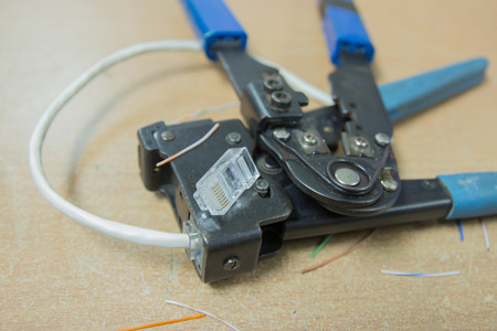 Crimp the cableの写真素材