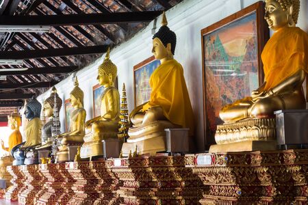 buddha statues  at the temple in the Northern Thailandのeditorial素材
