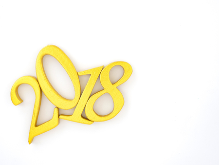 an image of number 2018 in gold on white background, symbolizing auspicious new year 2018