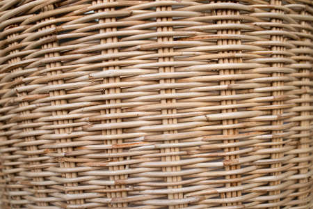 Close up of a natural wicker basket.の写真素材