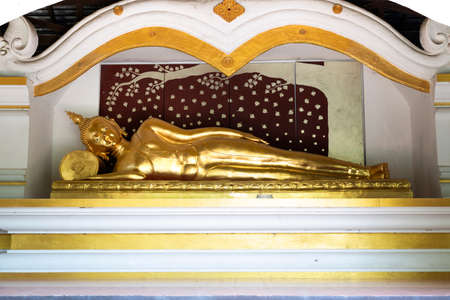Chiang mai, Thailand - May 4, 2021: A reclining Buddha statue at Khuan Phra Chao Lanna (The Buddhist Holy Places) in Chiang Mai, Thailand.のeditorial素材
