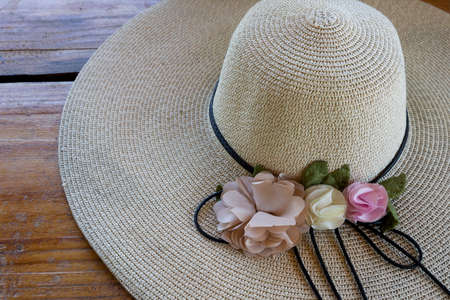 A beautiful women hat for summerwear made of natural fiber.の写真素材