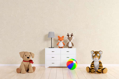 3d rendered kid room with toys.