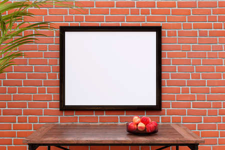 Mockup picture frame on a wall. 3d rendered illustration.の写真素材