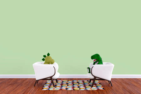 Kids playroom customizable wall mockup. 3d rendered illustration.の写真素材