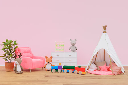 Kids playroom with play teepee. 3d rendered illustrationの写真素材