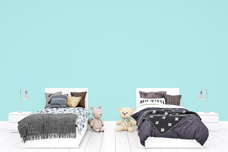 3d rendered illustration of kids bedroom.の写真素材