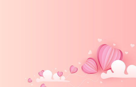 Pink heart paper cut background. empty space illustration for valentine day, mother's day, or love day. vector greeting card.のイラスト素材