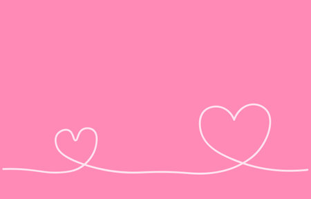 Continuous Line Heart Drawing,Valentine's Day Background,One Line Minimal,Vector Loveのイラスト素材