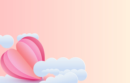 Pink heart paper cut background. empty space illustration for valentine day, mother's day, or love day. vector greeting card.のイラスト素材