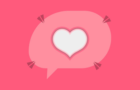 Valentine's day speech bubbles. Show a heart shape in sweet colors. The concept of sending love through messages. social media chat couple on pink backgroundのイラスト素材