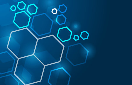 hexagon technology with dark blue background. abstract futuristic Illustration Vector design high tech digital social network connect concept.のイラスト素材