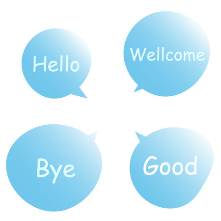 Speech bubbles set with words, speaking and talk, communication and conversation, vector illustrations.のイラスト素材