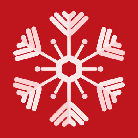 Beautiful design white snowflakes isolated on red background, winter and Christmas concept, can be used as wallpaper or decoration.のイラスト素材