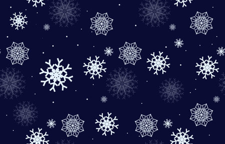Snow seamless pattern background of christmas activities. white snowflake on dark background. gift wrapping paper for winter new year party illustration vector.のイラスト素材