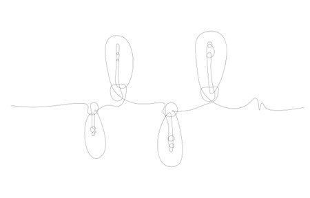 Continuous line garland lights. Christmas and New Year wallpaper concept. Vector illustration minimalist style single line. Hand writing doodles on a white background.のイラスト素材