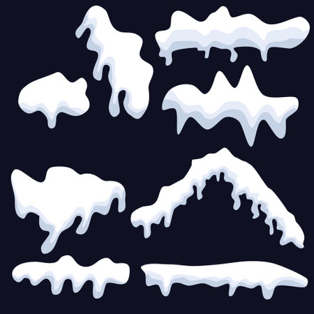 Snow cap isolated on dark background, winter snow vector, use as a greeting card illustration or christmas background.のイラスト素材