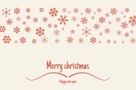 Merry Christmas card background, red snowflakes decoration on soft tones, complete with Christmas and Happy New Year greeting cards.のイラスト素材