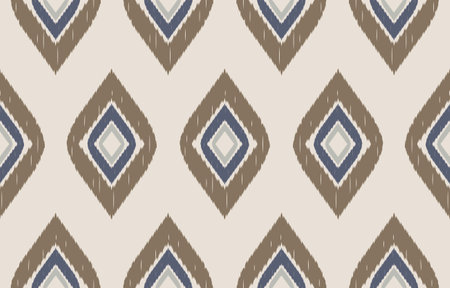 brown ikat seamless pattern Geometric ethnic oriental  traditional embroidery style.Design for background,carpet,mat,wallpaper,clothing,wrapping,Batik,fabric,Vector illustration.のイラスト素材