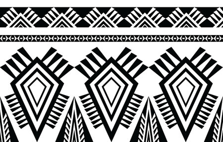 Black and white Abstract ethnic geometric pattern design for background or wallpaper. fabric pattern vector illustrationのイラスト素材