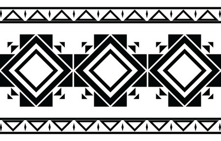 Tribal Black and white Abstract ethnic geometric pattern design for background or wallpaper.vector illustration To print fabric patterns, rugs, shirts, costumes, turban, hats, curtains.のイラスト素材