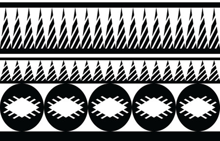 Tribal Black and white Abstract ethnic geometric pattern design for background or wallpaper.vector illustration To print fabric patterns, rugs, shirts, costumes, turban, hats, curtains.のイラスト素材
