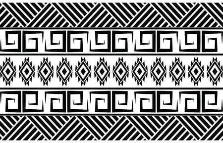 Tribal Black and white Abstract ethnic geometric pattern design for background or wallpaper.vector illustration To print fabric patterns, rugs, shirts, costumes, turban, hats, curtains.のイラスト素材