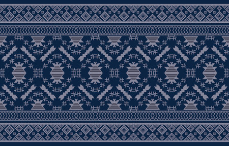 Geometric oriental tribal ethnic pattern traditional background Design for carpet,wallpaper,clothing,wrapping,batik,fabric,Vector illustration embroidery style.のイラスト素材
