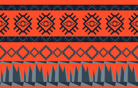 Geometric oriental tribal ethnic pattern traditional background Design for carpet,wallpaper,clothing,wrapping,batik,fabric,Vector illustration embroidery style.のイラスト素材