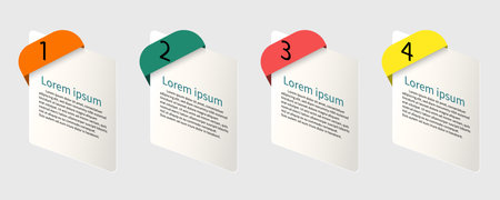 Infographic template for business information presentation. Vector square and geometric elements. Modern workflow diagrams. Report plan 4 topicsのイラスト素材