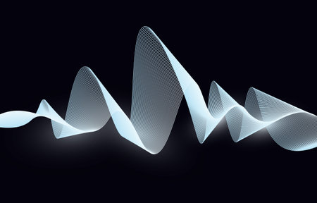 Abstract background, line wave element, sound spectrum equalizer wallpaper, vector futuristic particle technology illustration.のイラスト素材