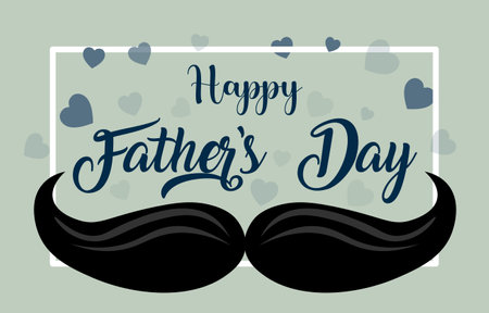 Vector illustration of Father's Day greeting card, with "Happy Father's Day" lettering decorated with hearts and cream background.のイラスト素材