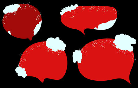 Set christmas speech bubbles on white background. decorated with snow. vector square and doodle message or communication icon Cloud speaking for comics and minimal message dialogのイラスト素材