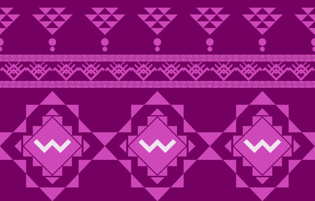 Fabric seamless pattern geometric tribal ethnic traditional background,native American Design Elements, Design for carpet,wallpaper,clothing,wrapping,rug,interior,Vector illustration embroidery.のイラスト素材