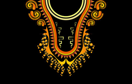 Necklace Geometric Ethnic oriental pattern traditional .flower embroidery design for fashion women.background,wallpaper,clothing and wrapping.のイラスト素材