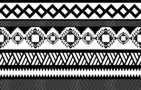 African tribal black and white abstract ethnic geometric pattern. design for background or wallpaper.vector illustration to print fabric patterns, rugs, shirts, costumes, turban, hats, curtains.のイラスト素材