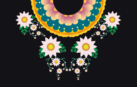 Necklace Geometric Ethnic oriental pattern traditional .flower embroidery design for fashion...
