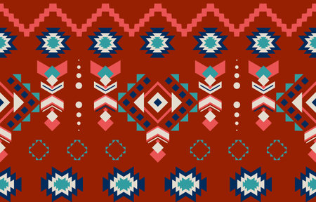 Navajo native american fabric seamless pattern,geometric tribal ethnic traditional background, design elements, design for carpet,wallpaper,clothing,rug,interior,embroidery vector illustration.のイラスト素材