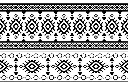 African tribal black and white abstract ethnic geometric pattern. design for background or wallpaper.vector illustration to print fabric patterns, rugs, shirts, costumes, turban, hats, curtains.のイラスト素材