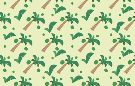 seamless vector of coconut trees and coconuts, on light background, summer vacation concept, apparel, seashore, beach.のイラスト素材