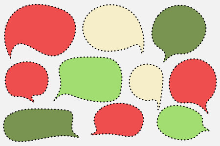 Set speech bubbles on white background. chat box or chat vector square and doodle message or communication icon Cloud speaking for comics and minimal message dialogのイラスト素材