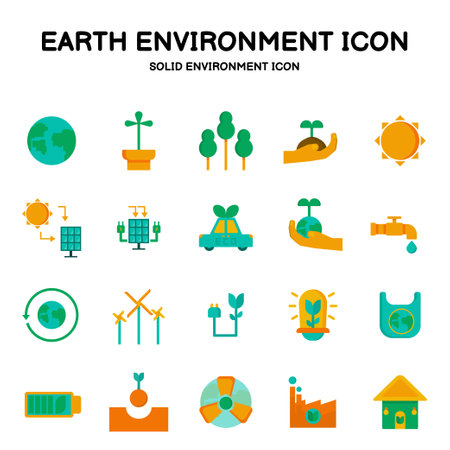 Solid icon preserving the earth and environment. The use of renewable energy for environmental conservation Icon Vector eps10のイラスト素材