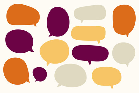 Set speech bubbles with brown Autumn and fall concept on white background.warm color chat vector doodle message or communication icon Cloud speaking for comics and minimal message dialogのイラスト素材