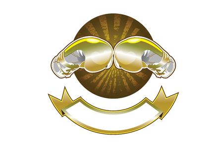 Golden boxing gloves bannerのイラスト素材
