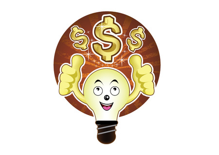 A cartoon light bulb with a bright idea for dollarのイラスト素材