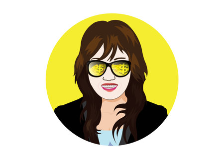 businesswoman with glasses visible gold coin and bullionのイラスト素材