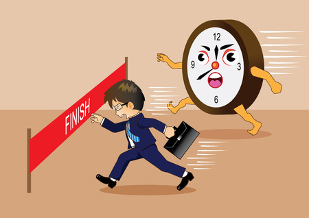 Businessman running a race against timeのイラスト素材