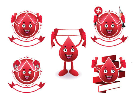 Cartoon smiling blood banner setのイラスト素材