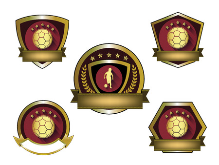 Illustration of golden soccer logo setのイラスト素材