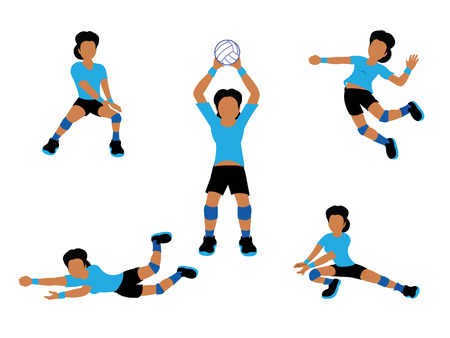 Volleyball woman player setのイラスト素材